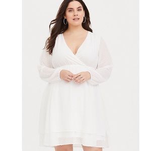 IVORY CLIPDOT CHIFFON SKATER DRESS